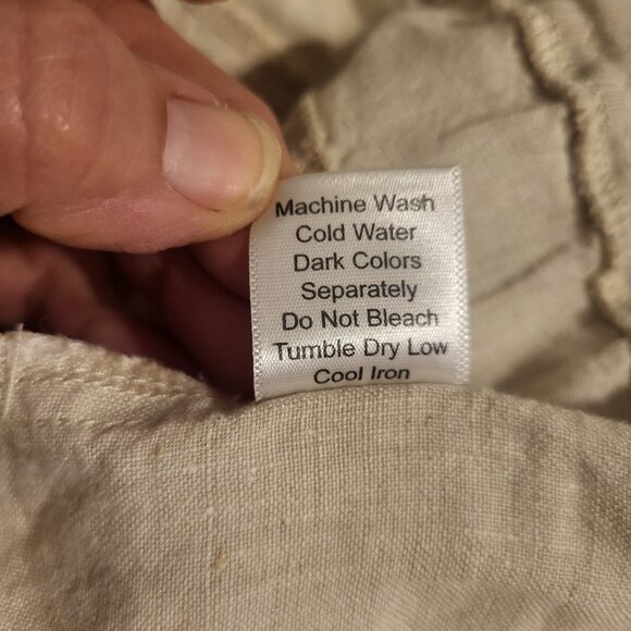 ALLEN ALLEN elastic stretch waist lightweight linen wide leg pants Medium Beige - Picture 5 of 9